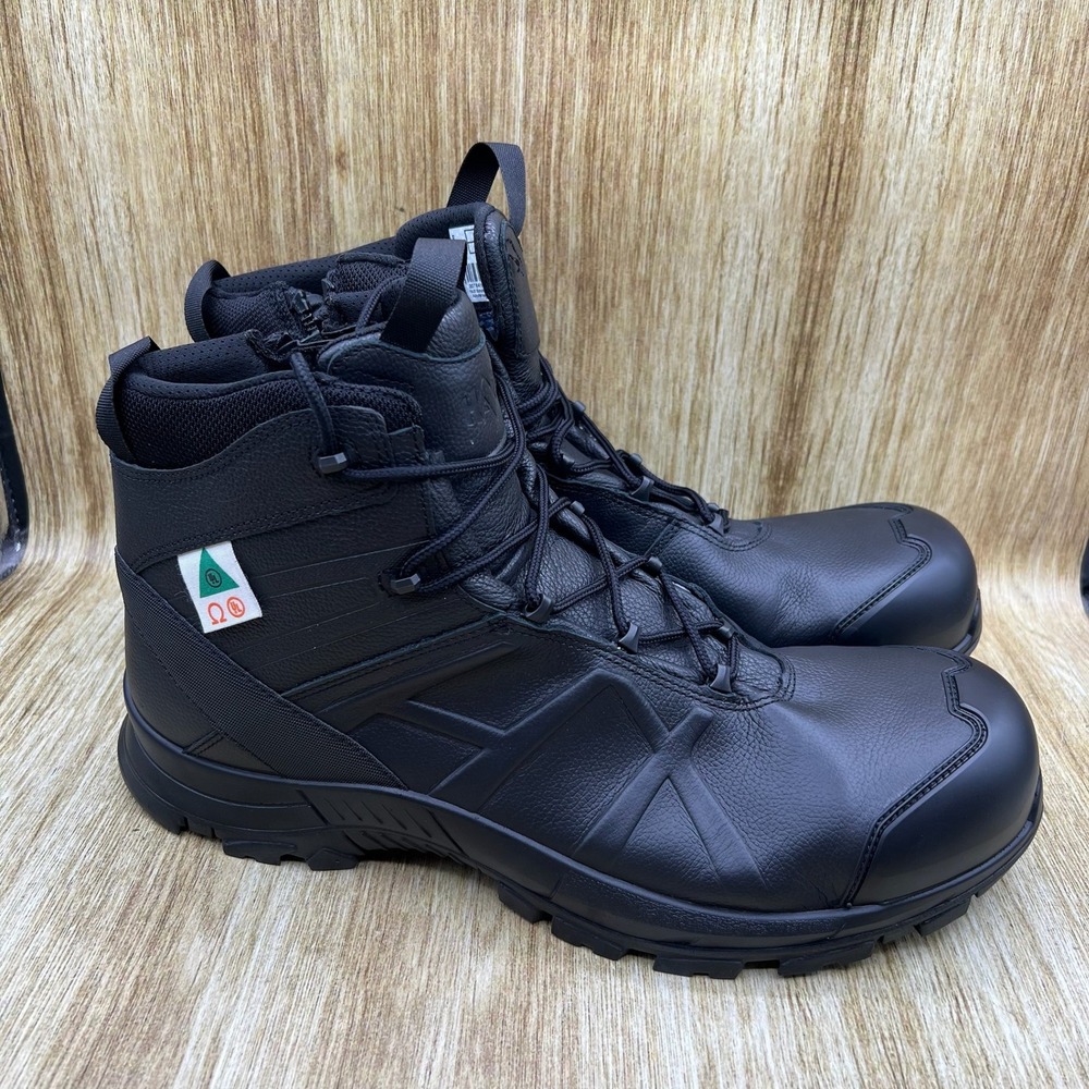 HAIX Black Eagle Safety 55 Mid Men's 15 XW Black Side Zip Boots 20784101501196